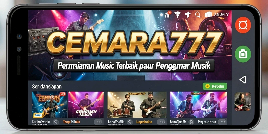 Tampilan utama CEMARA777 dengan gameplay musik yang seru.