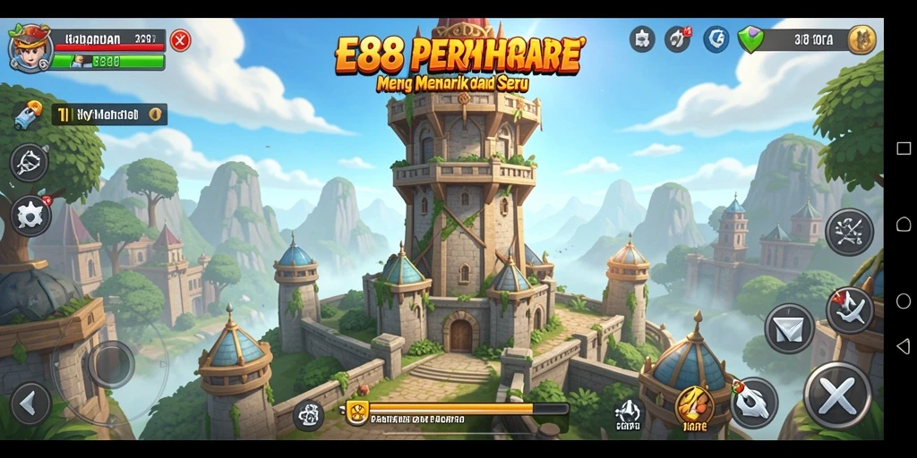 Tampilan gameplay E88 yang strategis dalam Tower Defense.