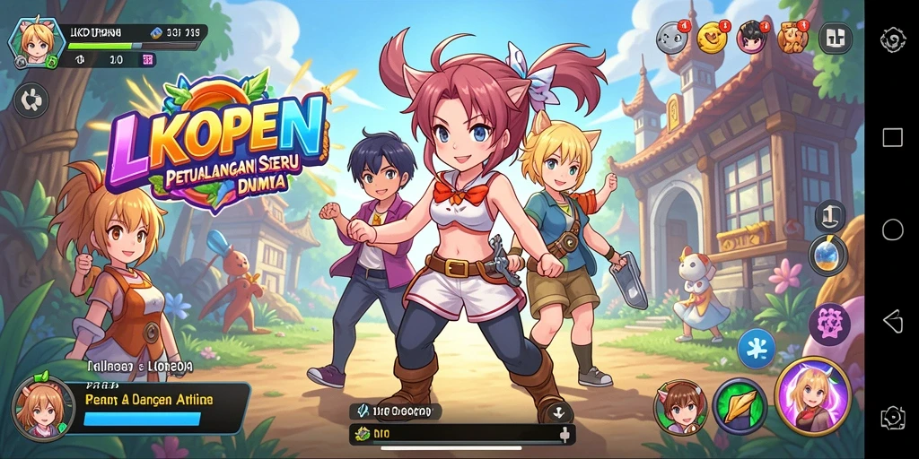 Tampilan Gameplay LKOPEN yang seru dengan karakter Anime yang menarik.