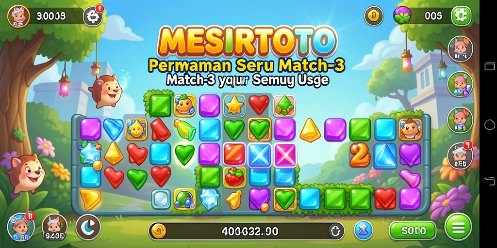 Gameplay seru MESIRTOTO dengan permata berwarna-warninya