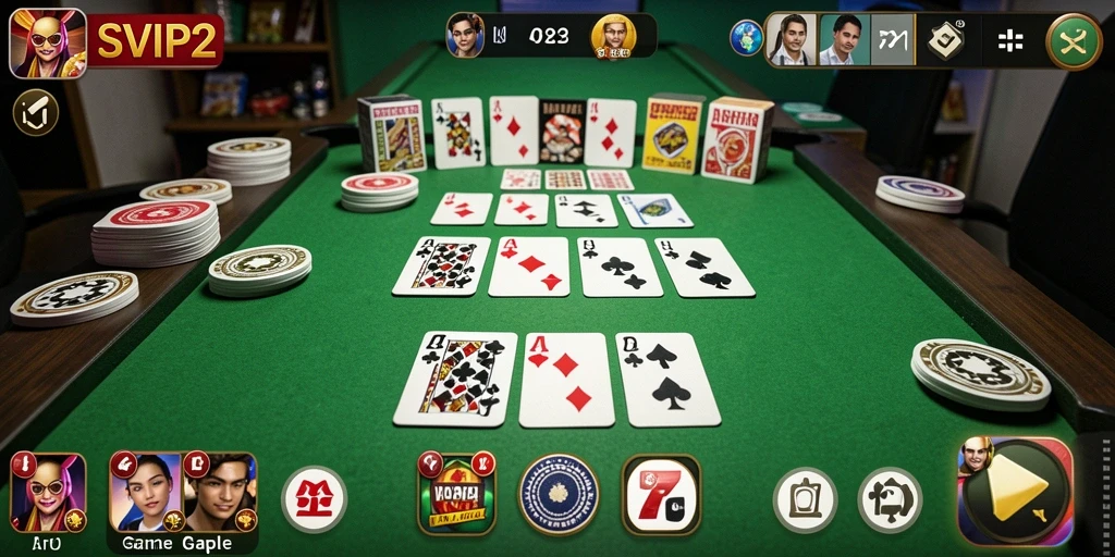 Tampilan gameplay seru di SVIP2, bermain Gaple dengan teman.