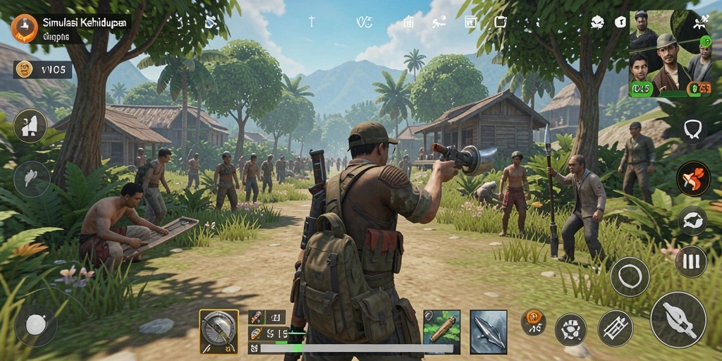 Tampilan gameplay VC5 yang menampilkan interaksi karakter dalam dunia simulasi.